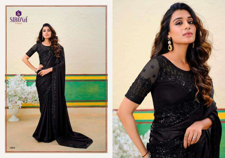 SIRONA FASHION PRESENTS ARISAA GEORGETTE ZARI SIMMER DESIGNER SAREE CATALOG WHOLESALER AND  EXPORTER 