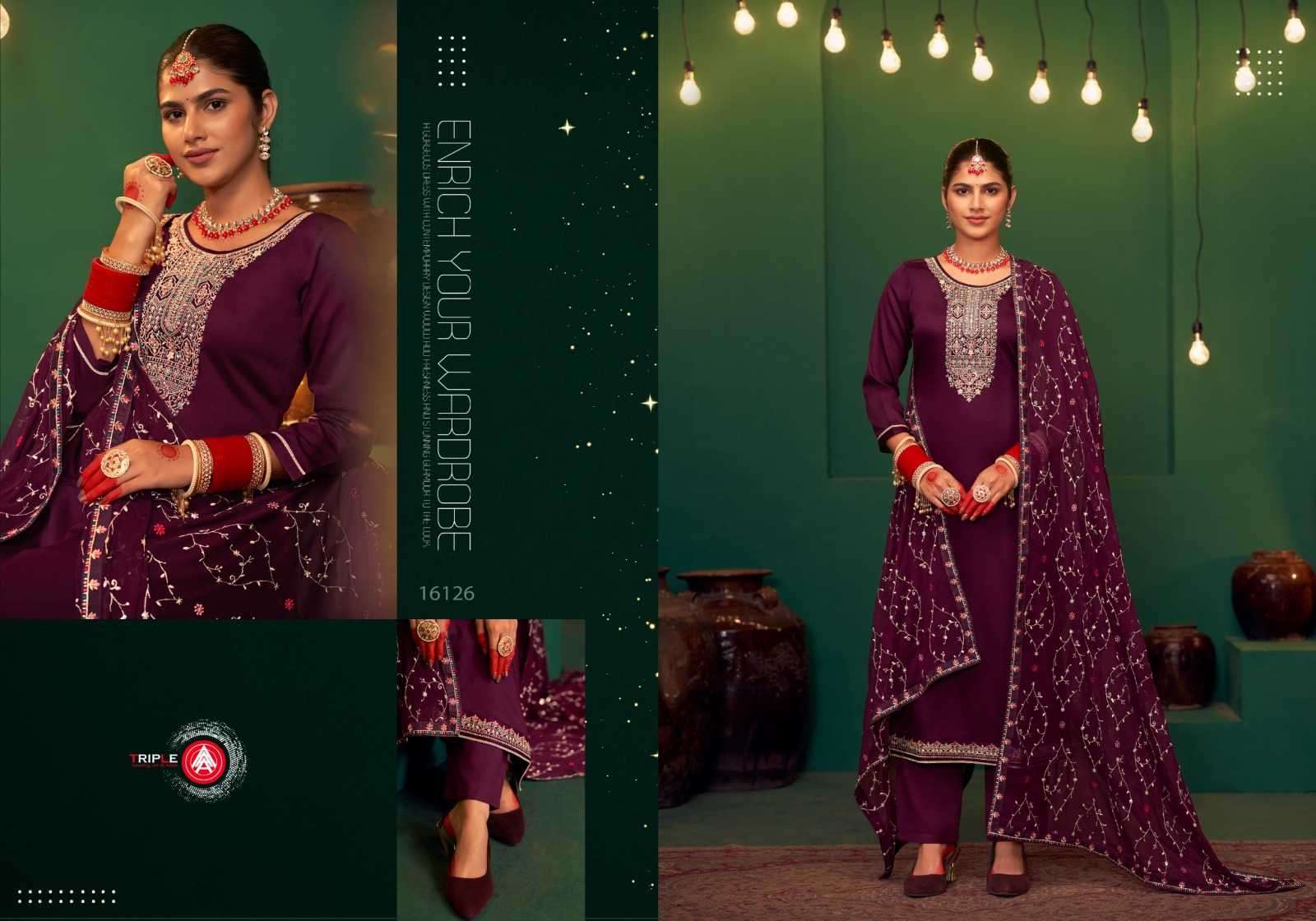 TRIPLE A PRESENTS KEERAT VOL-9 JAM SILK COTTON UNIQUE STYLE LADIES SUITS CATALOG WHOLESALER AND EXPORTER 