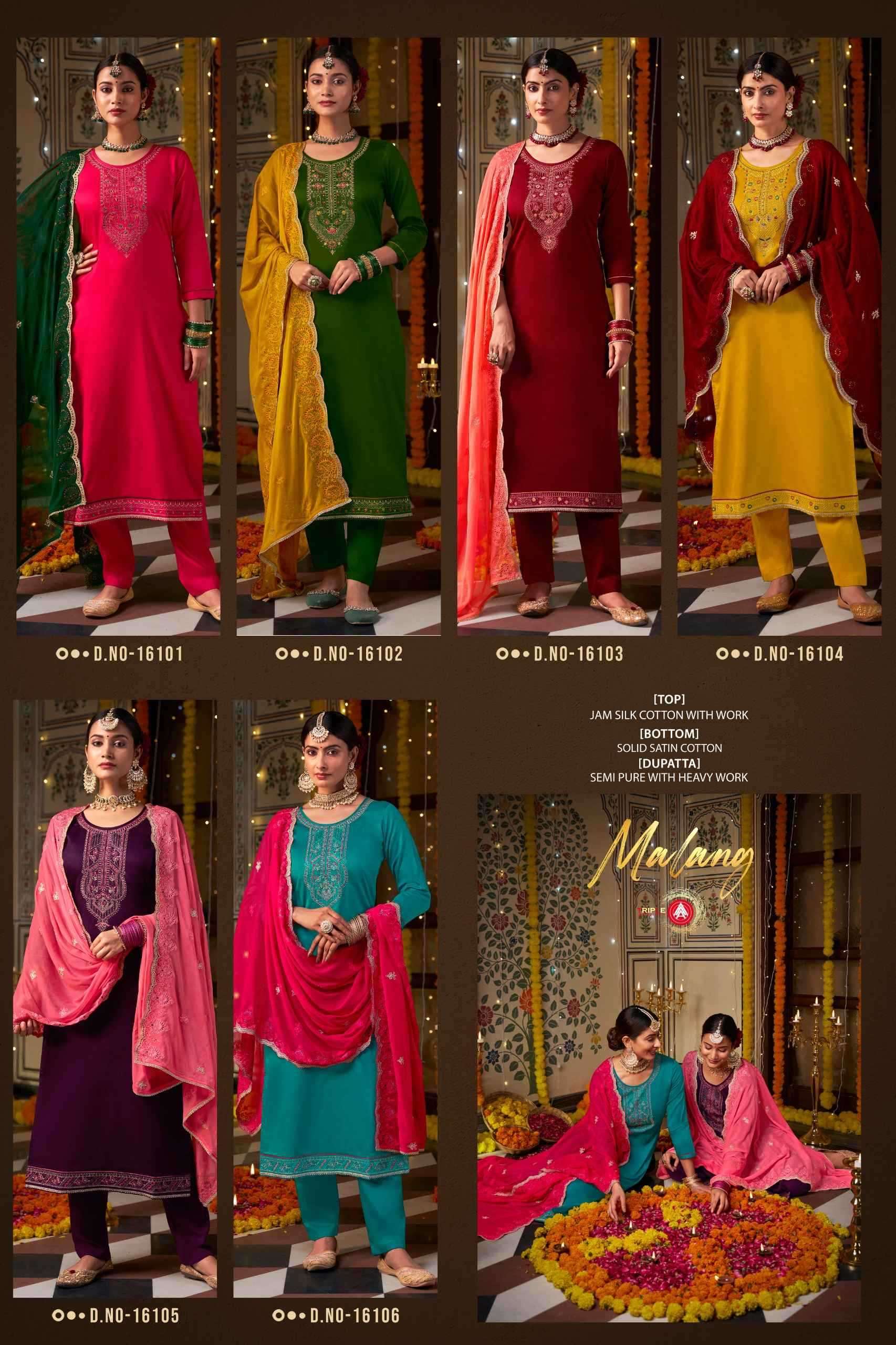 TRIPLE A PRESENTS MALANG COMFORTABLE JAM SILK COTTON LADIES SUITS CATALOG WHOLESALER AND EXPORTER 