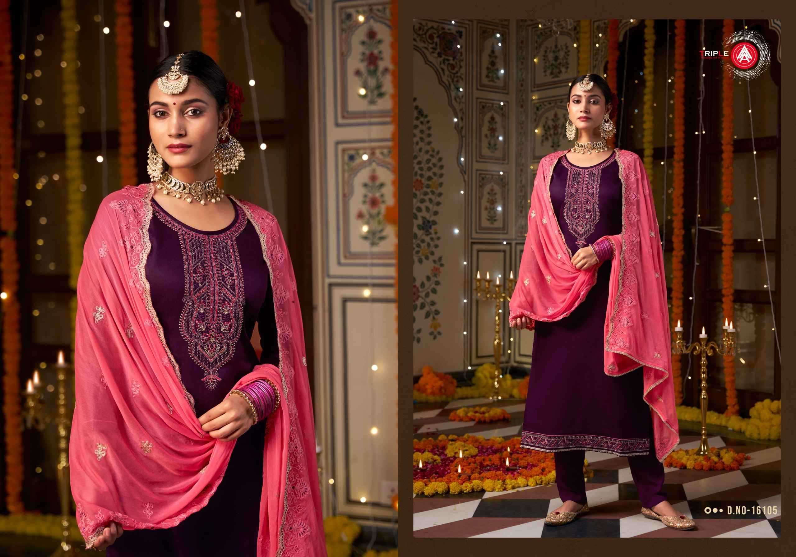 TRIPLE A PRESENTS MALANG COMFORTABLE JAM SILK COTTON LADIES SUITS CATALOG WHOLESALER AND EXPORTER 