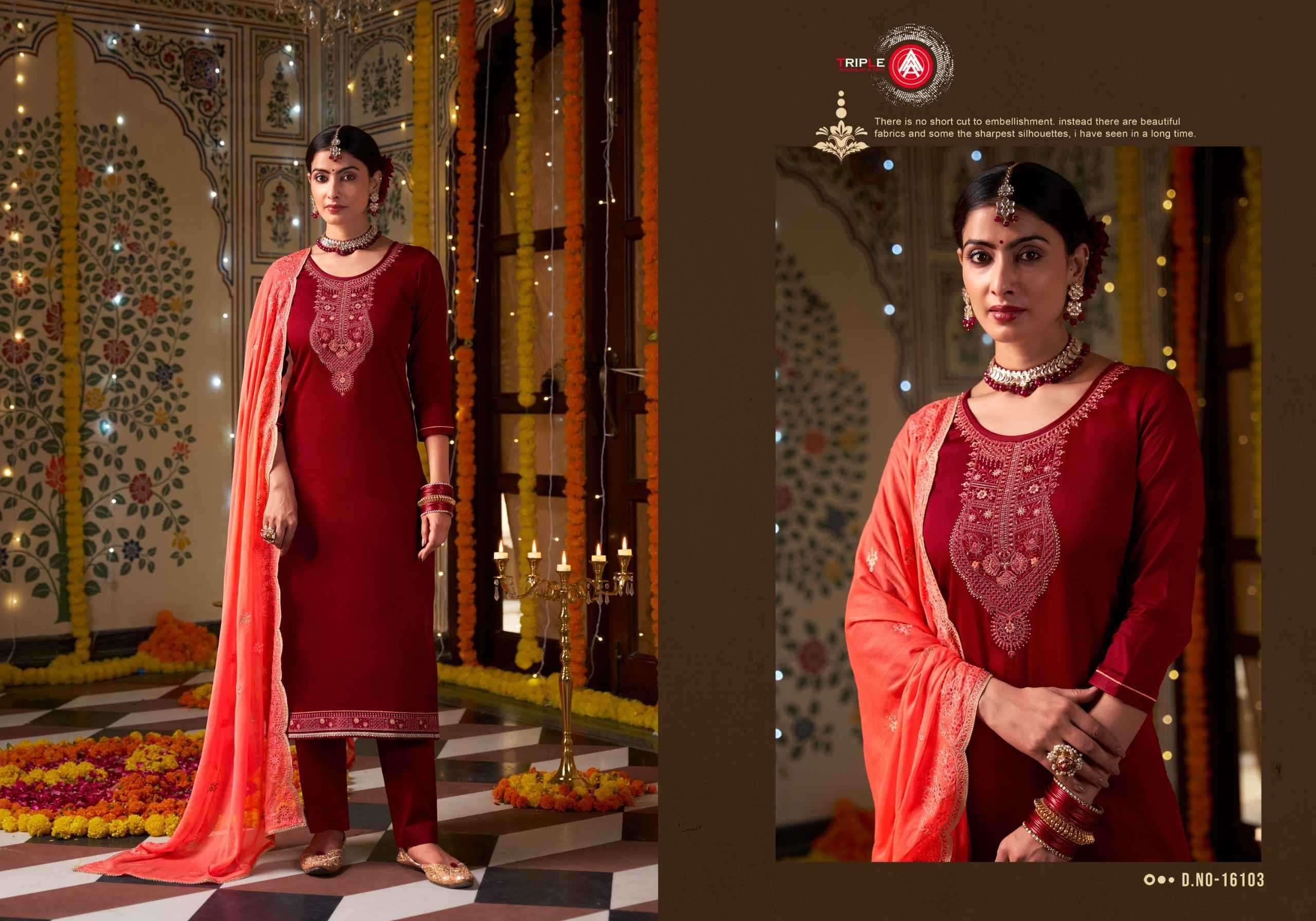TRIPLE A PRESENTS MALANG COMFORTABLE JAM SILK COTTON LADIES SUITS CATALOG WHOLESALER AND EXPORTER 