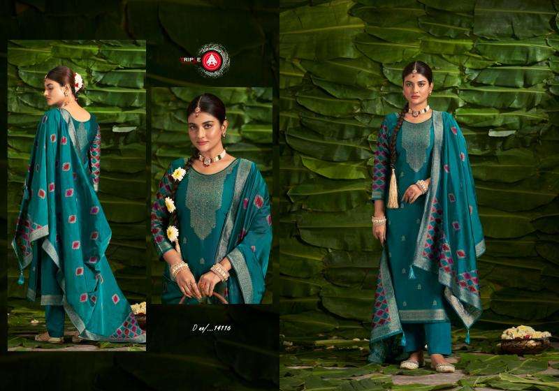 TRIPLE AAA PRESENTS  SAPTRANG VISCOSE JACQUARD FANCY TRENDY LADIES SUITS CATALOG WHOLESALER AND EXPORTER 