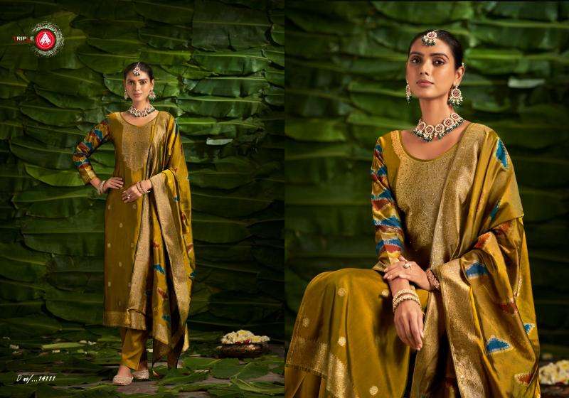 TRIPLE AAA PRESENTS  SAPTRANG VISCOSE JACQUARD FANCY TRENDY LADIES SUITS CATALOG WHOLESALER AND EXPORTER 