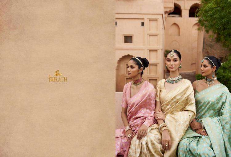 TRIRATH PRESENTS GATHA 10463-10470 VISCOSE SILK DESIGNER SAREE WITH BLOUSE CATALOG WHOLESALER AND EXPORTER 