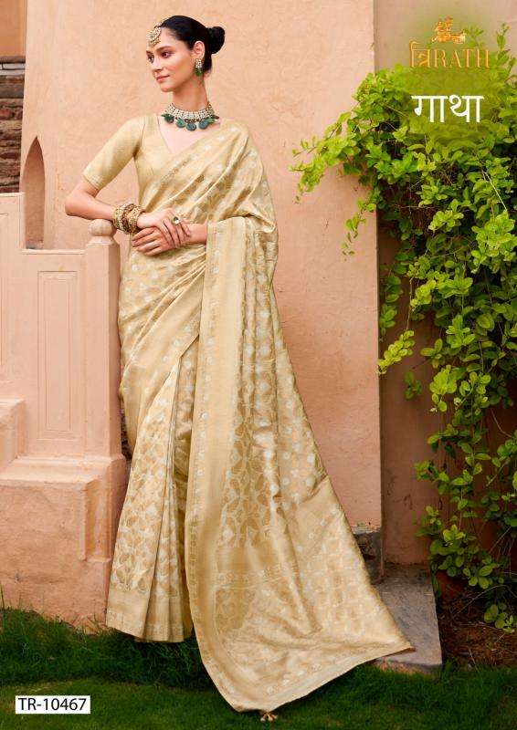 TRIRATH PRESENTS GATHA 10463-10470 VISCOSE SILK DESIGNER SAREE WITH BLOUSE CATALOG WHOLESALER AND EXPORTER 