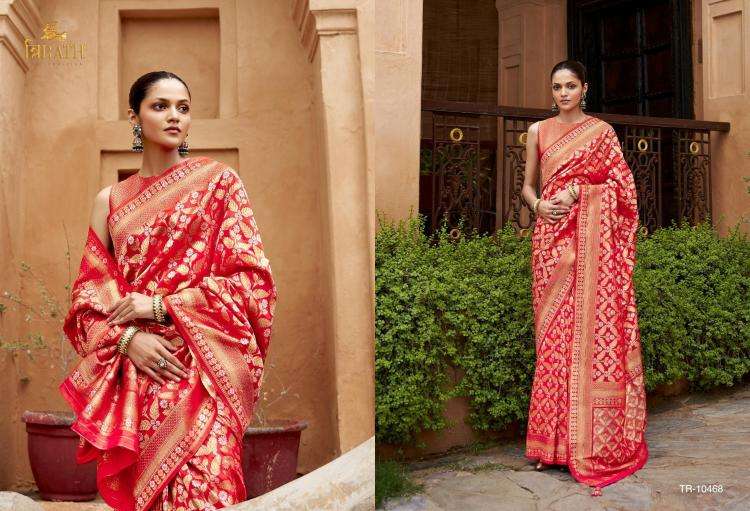 TRIRATH PRESENTS GATHA 10463-10470 VISCOSE SILK DESIGNER SAREE WITH BLOUSE CATALOG WHOLESALER AND EXPORTER 