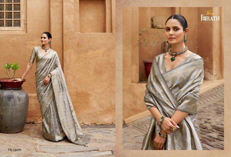 TRIRATH PRESENTS GATHA 10463-10470 VISCOSE SILK DESIGNER SAREE WITH BLOUSE CATALOG WHOLESALER AND EXPORTER 