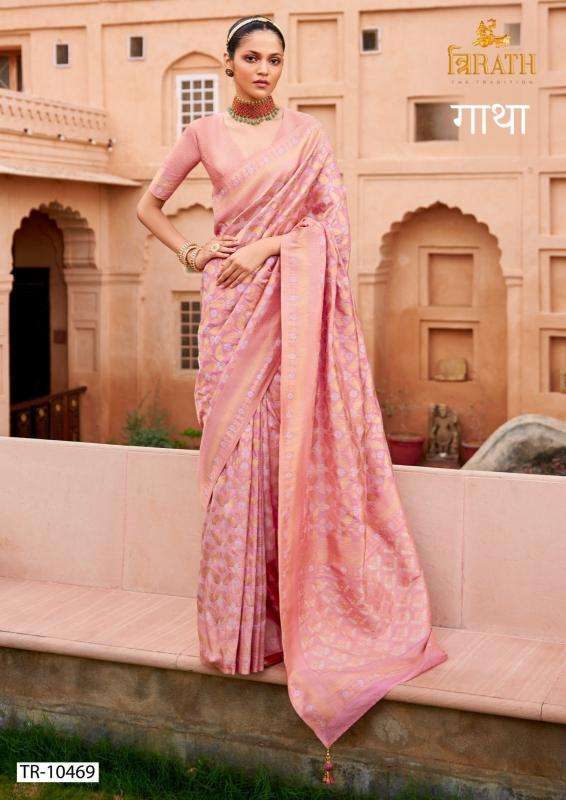 TRIRATH PRESENTS GATHA 10463-10470 VISCOSE SILK DESIGNER SAREE WITH BLOUSE CATALOG WHOLESALER AND EXPORTER 