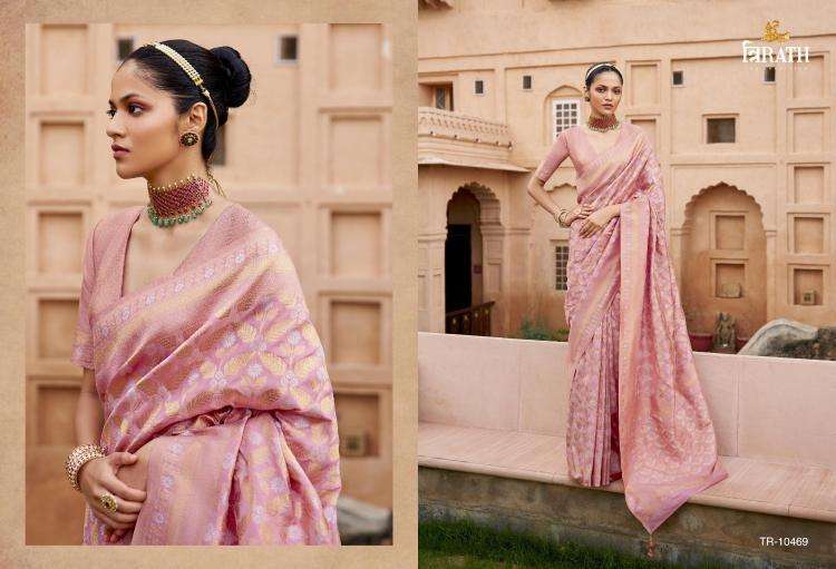TRIRATH PRESENTS GATHA 10463-10470 VISCOSE SILK DESIGNER SAREE WITH BLOUSE CATALOG WHOLESALER AND EXPORTER 