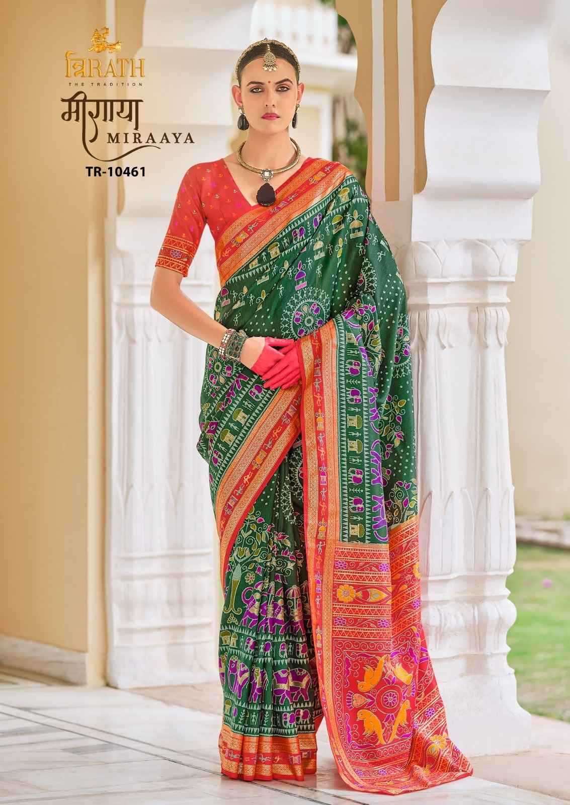 TRIRATH PRESENTS MIRAAYA TRADITIONAL PRINT MERCERIZER SIGMA SILK UNIQUE SAREES CATALOG WHOLESALER AND EXPORTER 