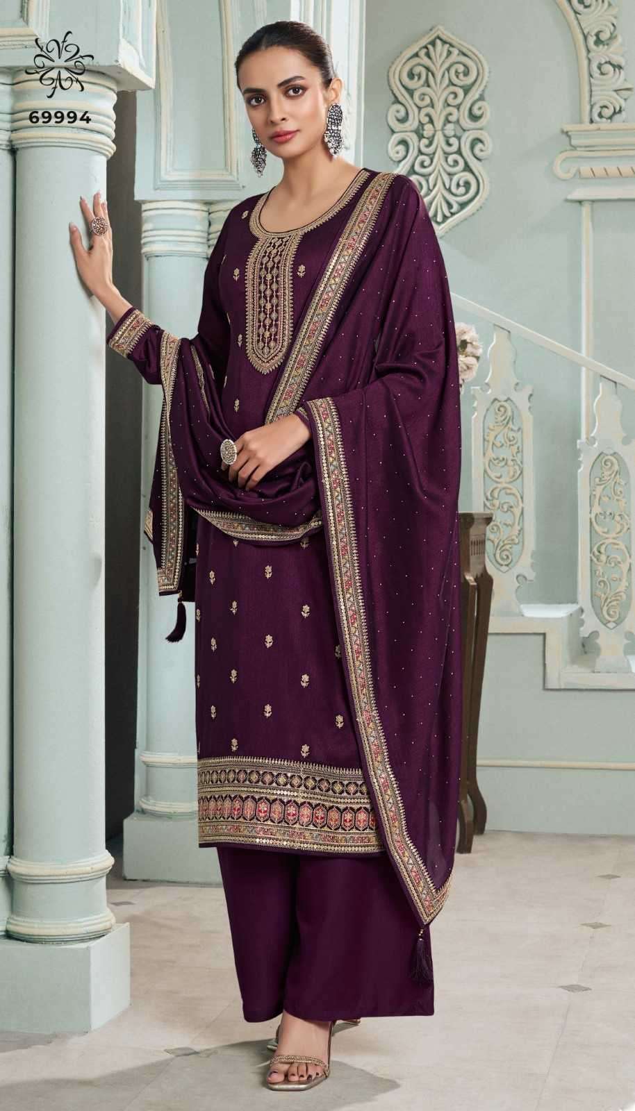 VINAY PRESENTS MEENA KULEESH EMBROIDERY SILK GEORGETTE 3PCS SALWAR SUITS CATALOG WHOLESALER AND EXPORTER 