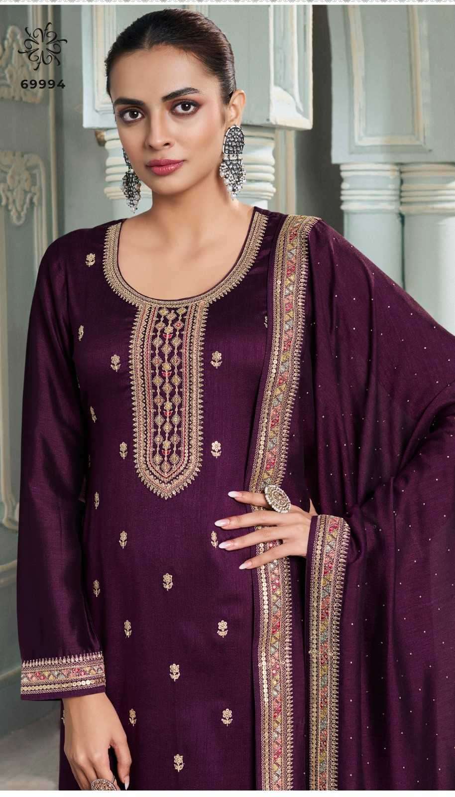 VINAY PRESENTS MEENA KULEESH EMBROIDERY SILK GEORGETTE 3PCS SALWAR SUITS CATALOG WHOLESALER AND EXPORTER 