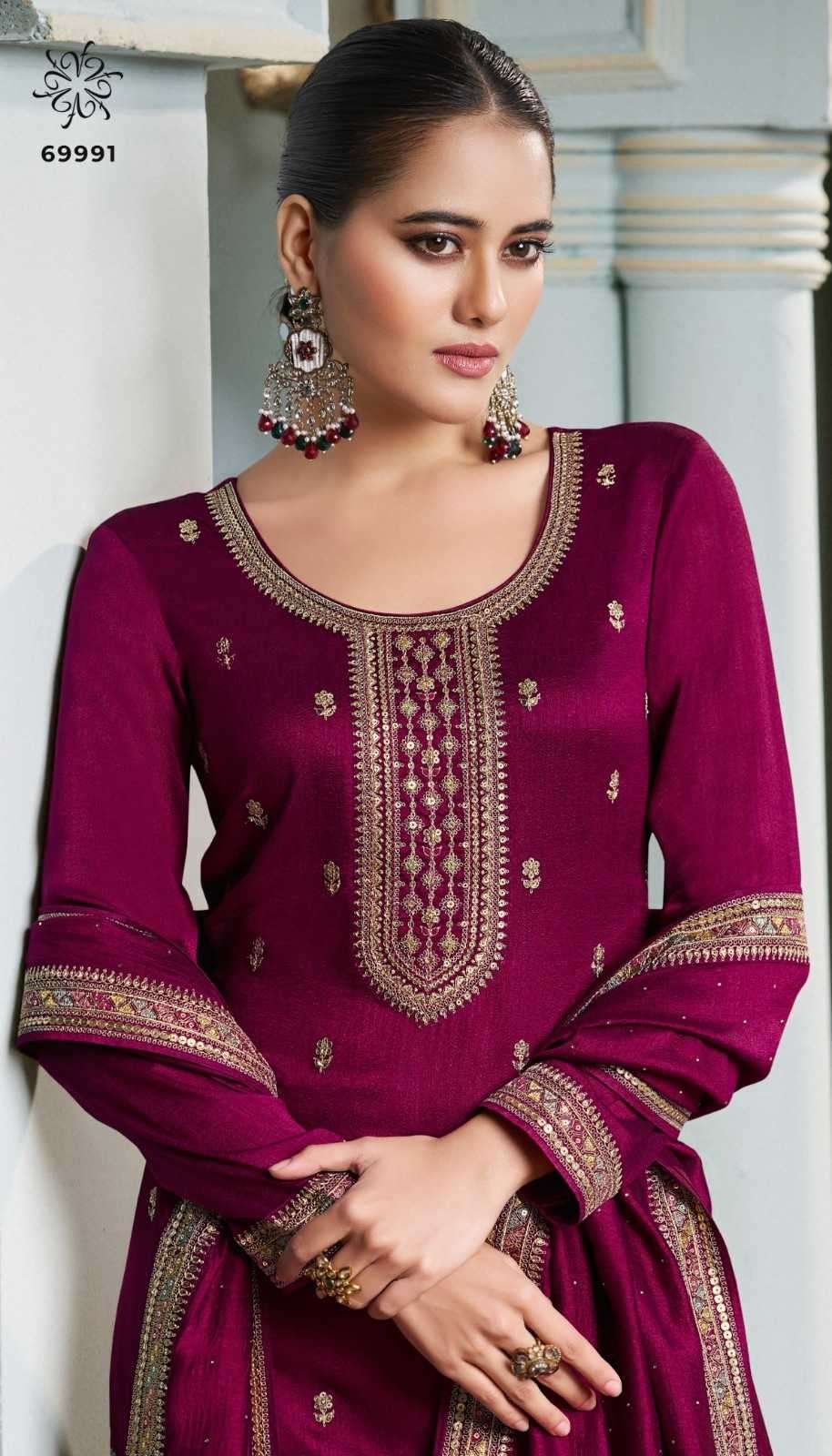 VINAY PRESENTS MEENA KULEESH EMBROIDERY SILK GEORGETTE 3PCS SALWAR SUITS CATALOG WHOLESALER AND EXPORTER 