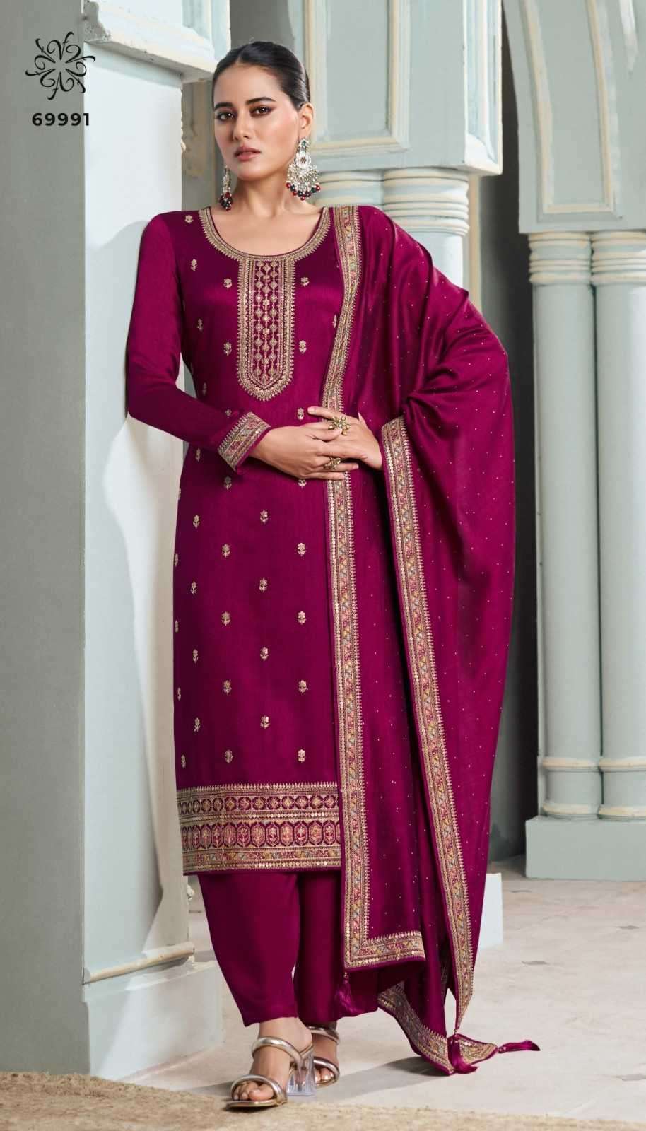 VINAY PRESENTS MEENA KULEESH EMBROIDERY SILK GEORGETTE 3PCS SALWAR SUITS CATALOG WHOLESALER AND EXPORTER 