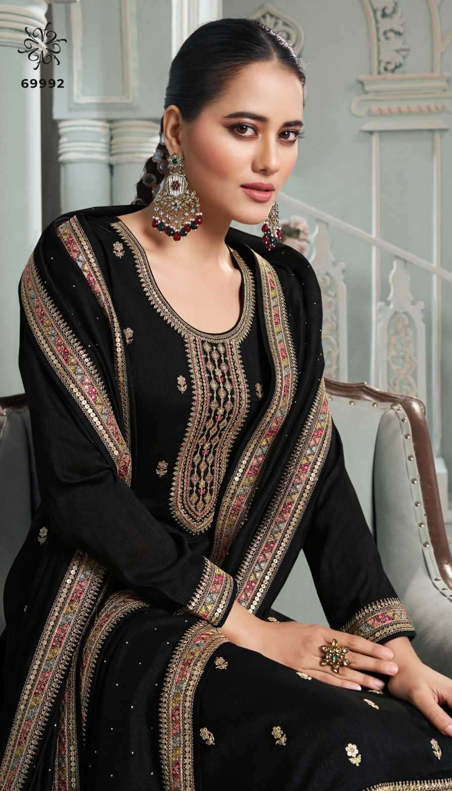 VINAY PRESENTS MEENA KULEESH EMBROIDERY SILK GEORGETTE 3PCS SALWAR SUITS CATALOG WHOLESALER AND EXPORTER 