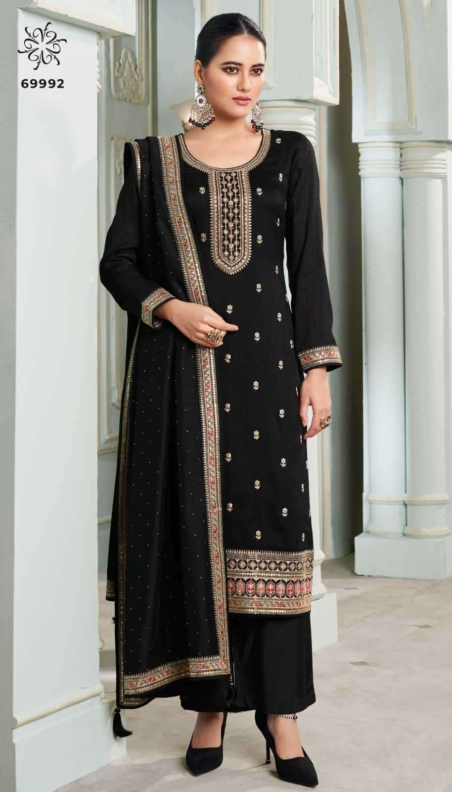 VINAY PRESENTS MEENA KULEESH EMBROIDERY SILK GEORGETTE 3PCS SALWAR SUITS CATALOG WHOLESALER AND EXPORTER 