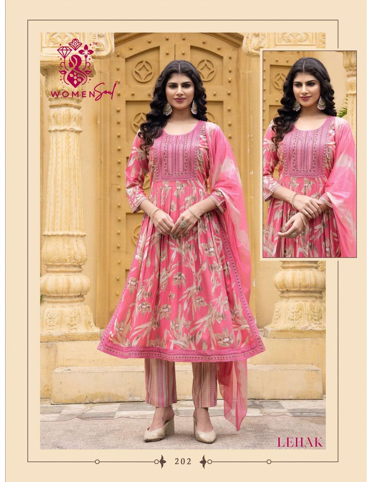 WOMAN SOUL PRESENTS LEHAK VOL-2 DESIGNER NAYRA CUT KURTIS BOTTOM DUPATTA CATALOG WHOLESALER AND EXPORTER 