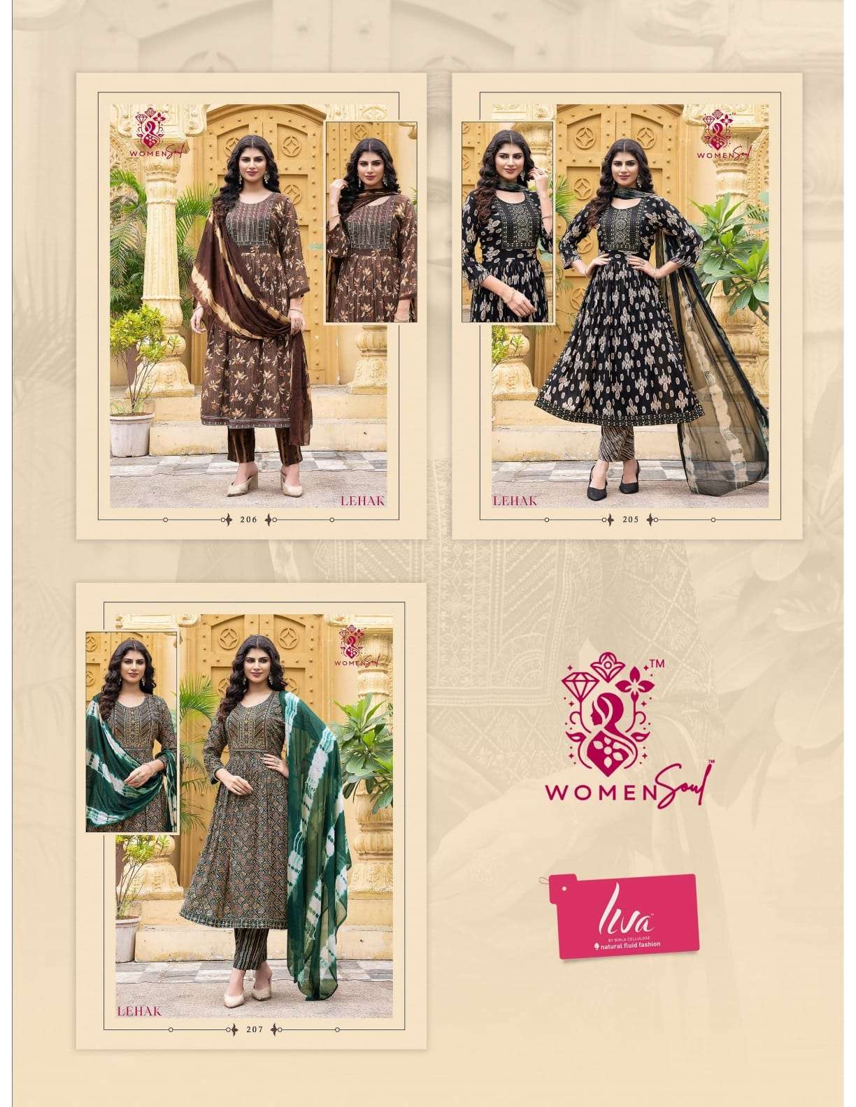 WOMAN SOUL PRESENTS LEHAK VOL-2 DESIGNER NAYRA CUT KURTIS BOTTOM DUPATTA CATALOG WHOLESALER AND EXPORTER 