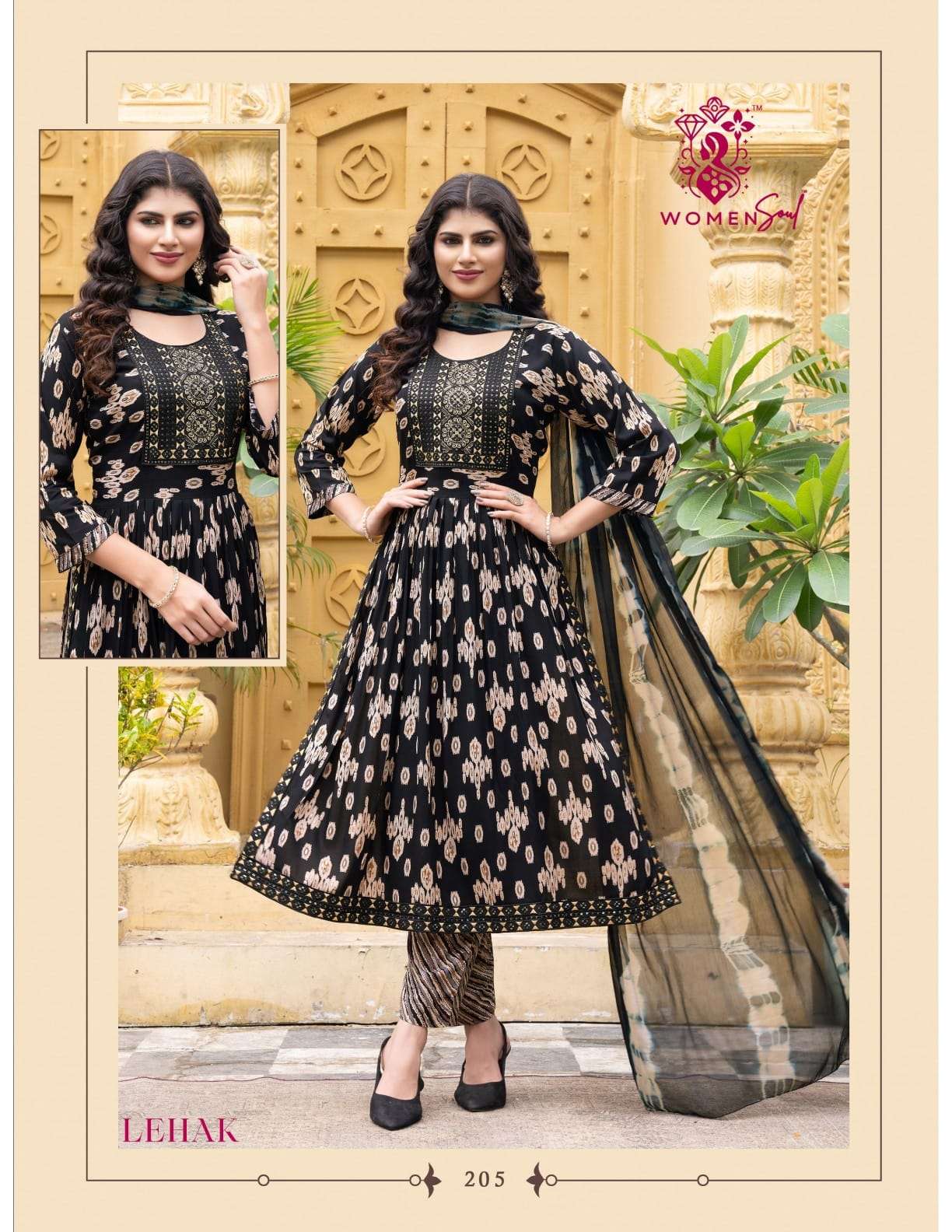 WOMAN SOUL PRESENTS LEHAK VOL-2 DESIGNER NAYRA CUT KURTIS BOTTOM DUPATTA CATALOG WHOLESALER AND EXPORTER 