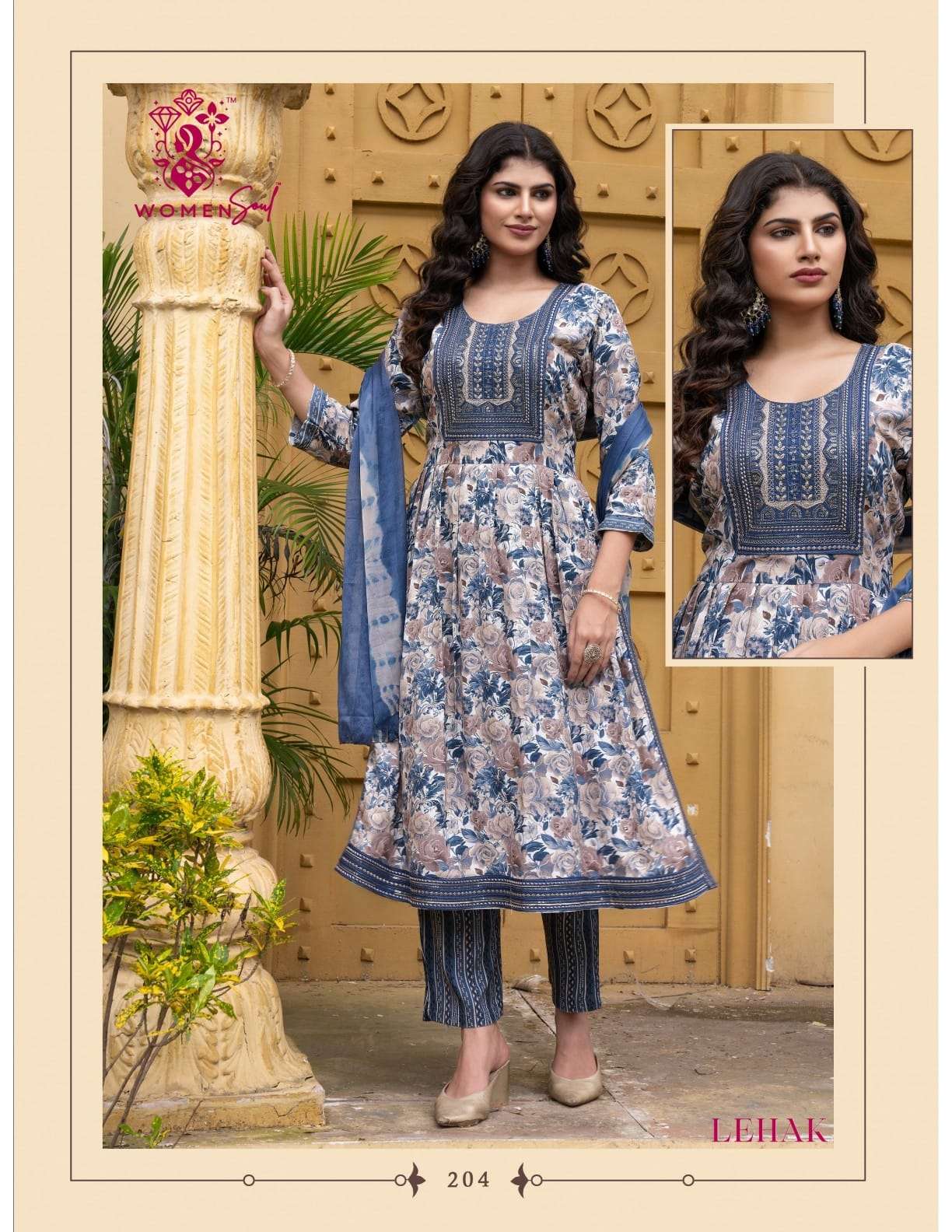 WOMAN SOUL PRESENTS LEHAK VOL-2 DESIGNER NAYRA CUT KURTIS BOTTOM DUPATTA CATALOG WHOLESALER AND EXPORTER 