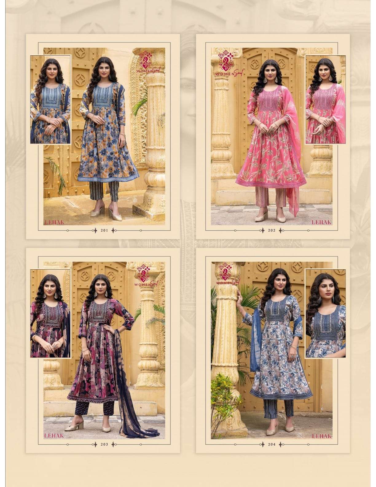 WOMAN SOUL PRESENTS LEHAK VOL-2 DESIGNER NAYRA CUT KURTIS BOTTOM DUPATTA CATALOG WHOLESALER AND EXPORTER 