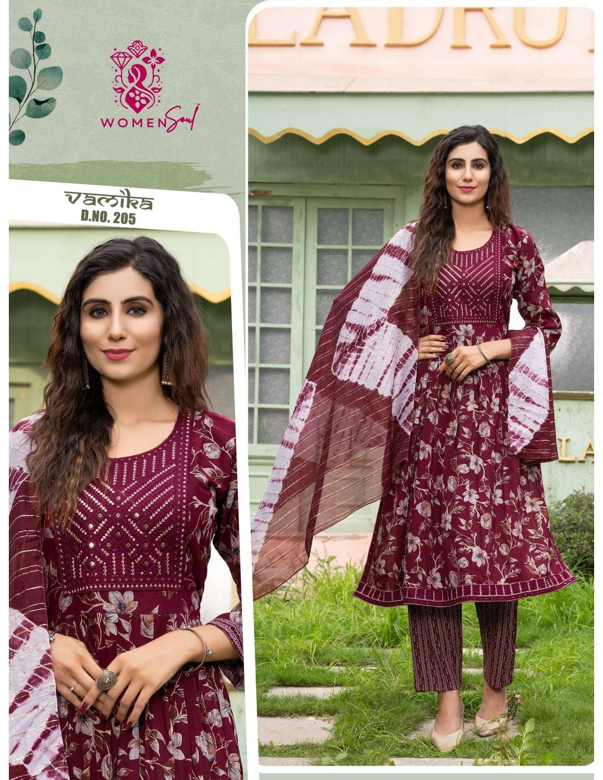 WOMAN SOUL PRESENTS VAMIKA VOL-2 DESIGNER NAYRA CUT KURTIS BOTTOM DUPATTA CATALOG WHOLESALER AND EXPORTER 