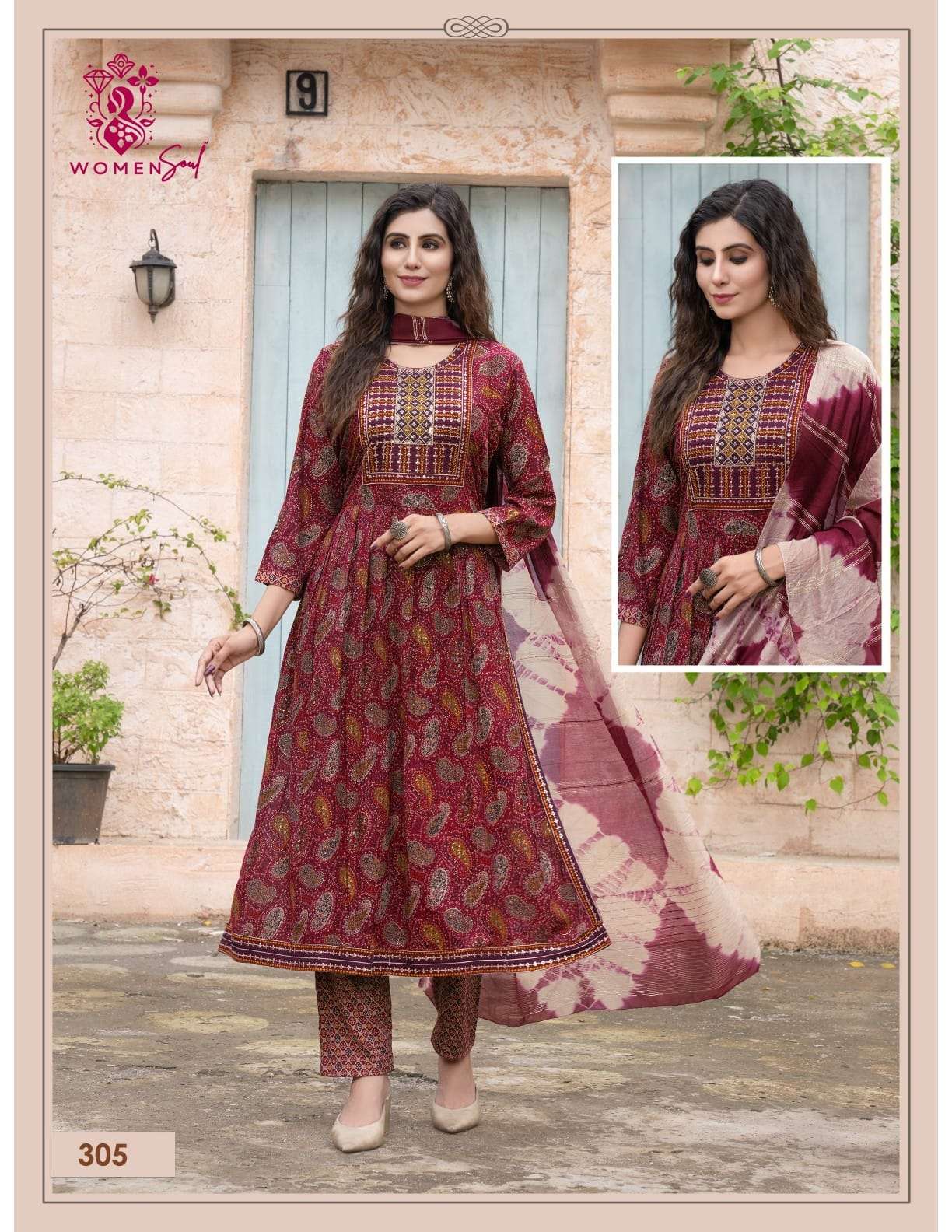 WOMAN SOUL PRESENTS VAMIKA VOL-3 DESIGNER NAYRA CUT KURTIS BOTTOM DUPATTA CATALOG WHOLESALER AND EXPORTER 