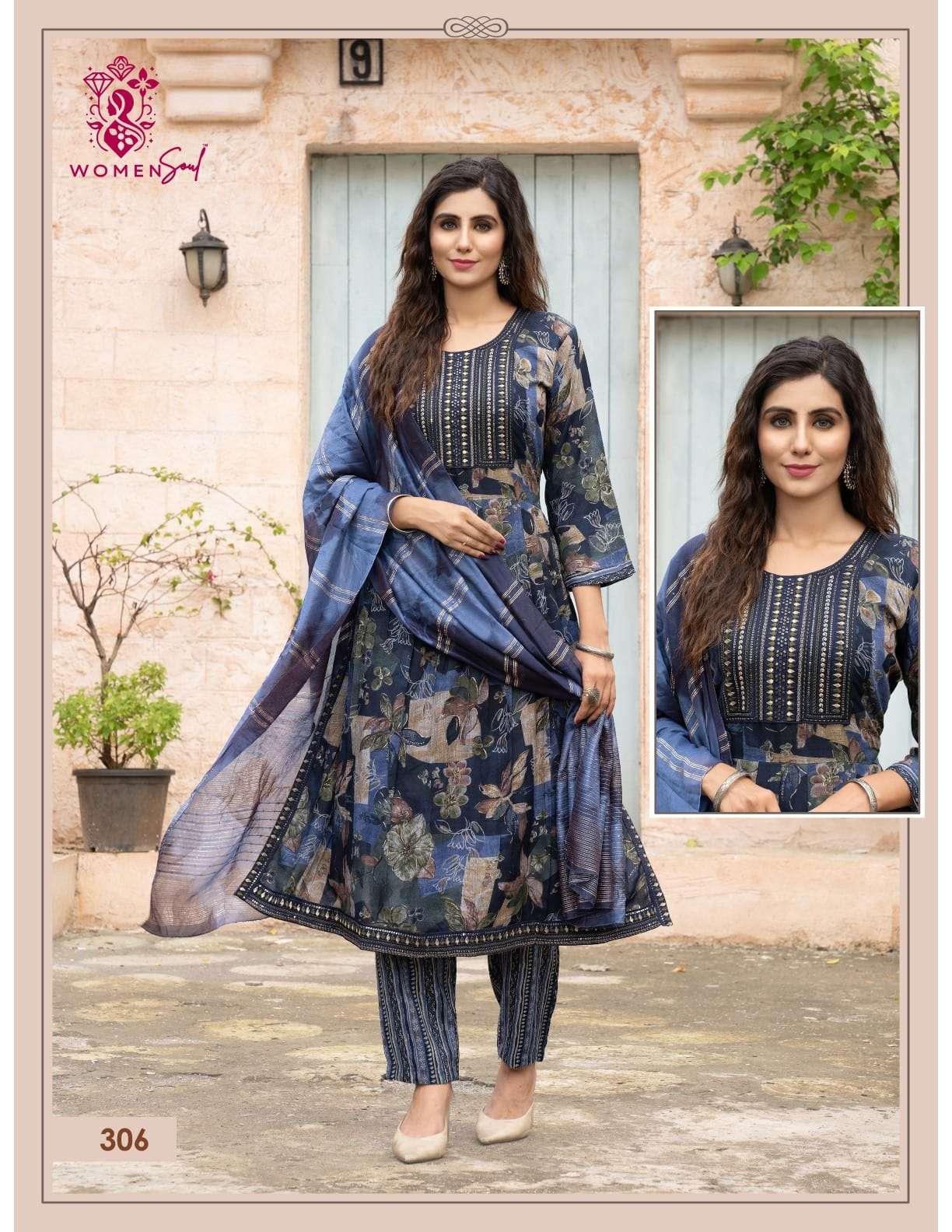 WOMAN SOUL PRESENTS VAMIKA VOL-3 DESIGNER NAYRA CUT KURTIS BOTTOM DUPATTA CATALOG WHOLESALER AND EXPORTER 