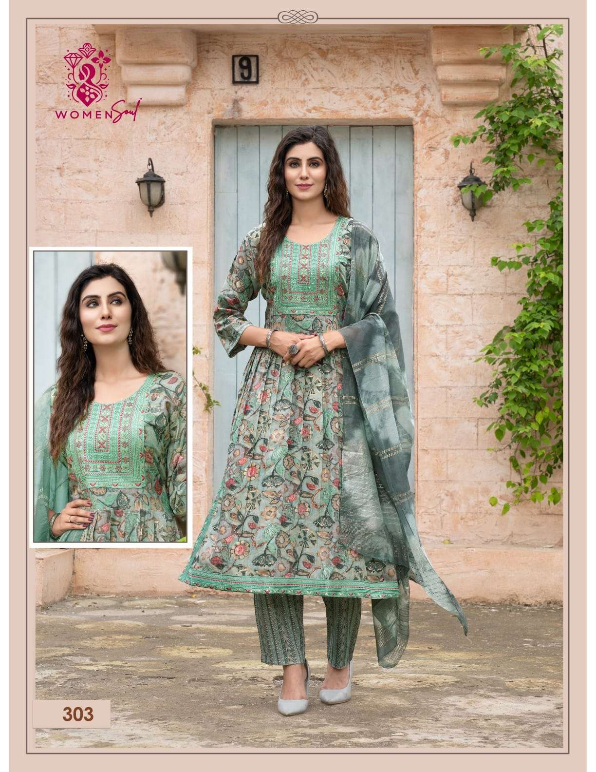 WOMAN SOUL PRESENTS VAMIKA VOL-3 DESIGNER NAYRA CUT KURTIS BOTTOM DUPATTA CATALOG WHOLESALER AND EXPORTER 