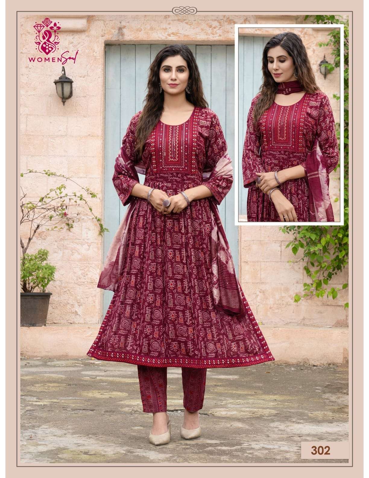 WOMAN SOUL PRESENTS VAMIKA VOL-3 DESIGNER NAYRA CUT KURTIS BOTTOM DUPATTA CATALOG WHOLESALER AND EXPORTER 
