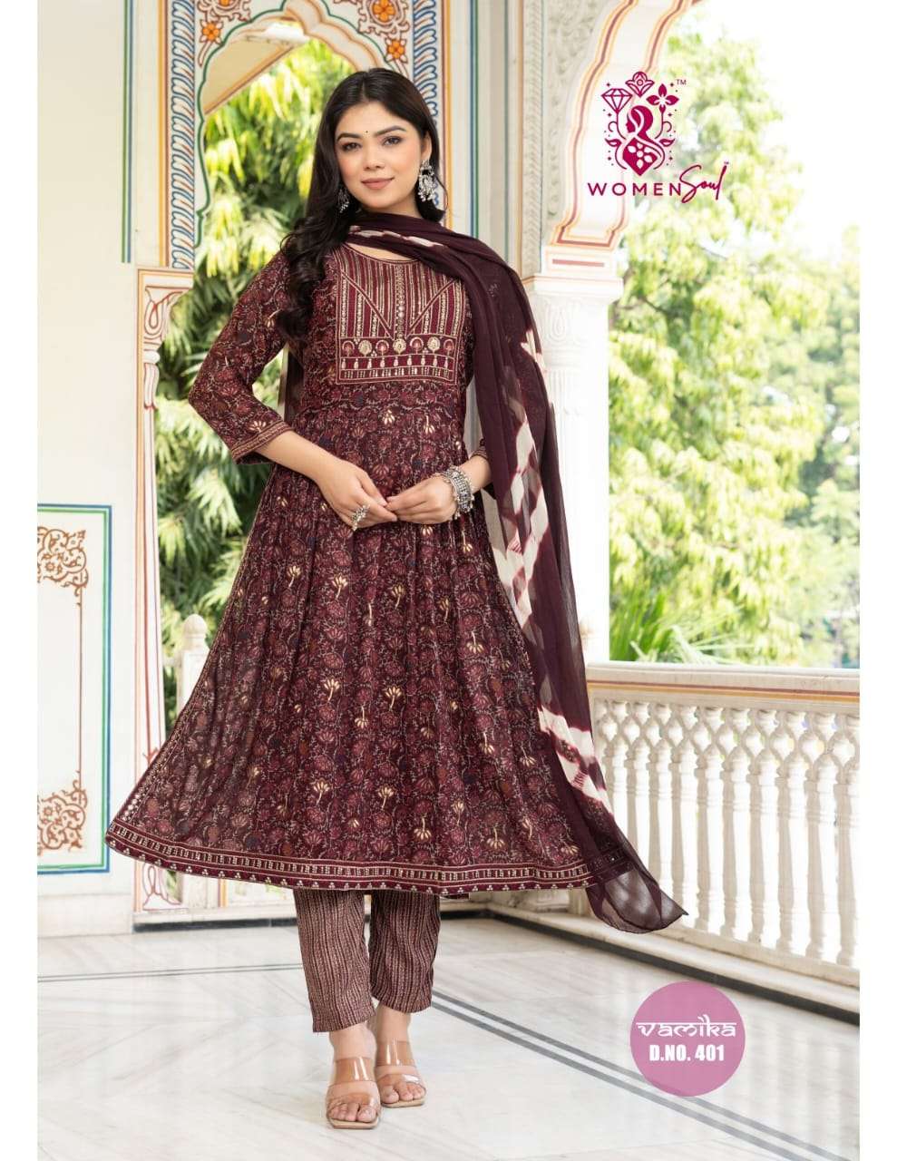WOMAN SOUL PRESENTS VAMIKA VOL-4 DESIGNER NAYRA CUT KURTIS BOTTOM DUPATTA CATALOG WHOLESALER AND EXPORTER 
