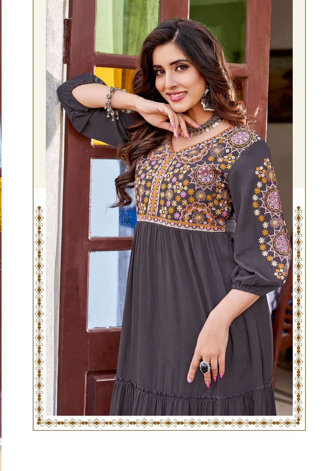 WOOGLEE PRESENTS ANCHAL FULLSTITCH RAYON TRENDY KURTI CATALOG WHOLESALER AND EXPORTER 