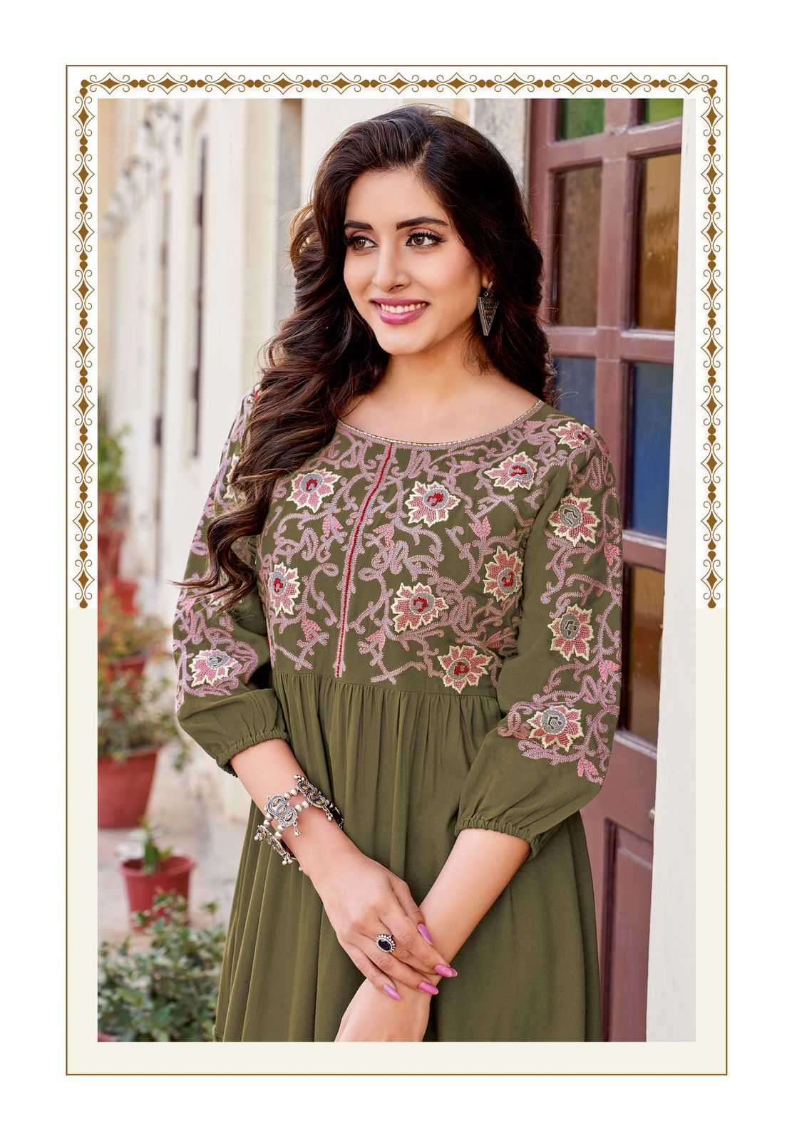 WOOGLEE PRESENTS ANCHAL FULLSTITCH RAYON TRENDY KURTI CATALOG WHOLESALER AND EXPORTER 