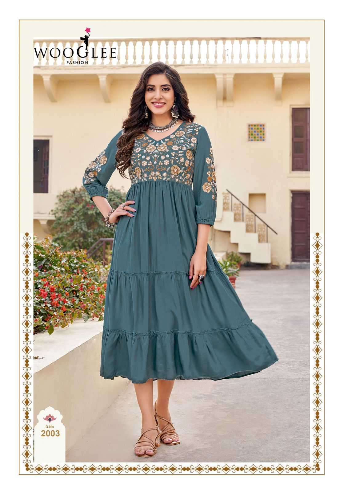 WOOGLEE PRESENTS ANCHAL FULLSTITCH RAYON TRENDY KURTI CATALOG WHOLESALER AND EXPORTER 