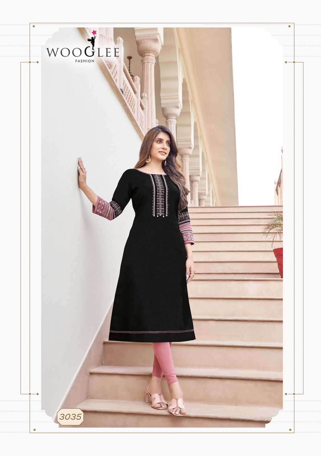 WOOGLEE PRESENTS SALONEE VOL-7 THREAD WORK READYMADE RAYON KURTI CATALOG WHOLESALER 