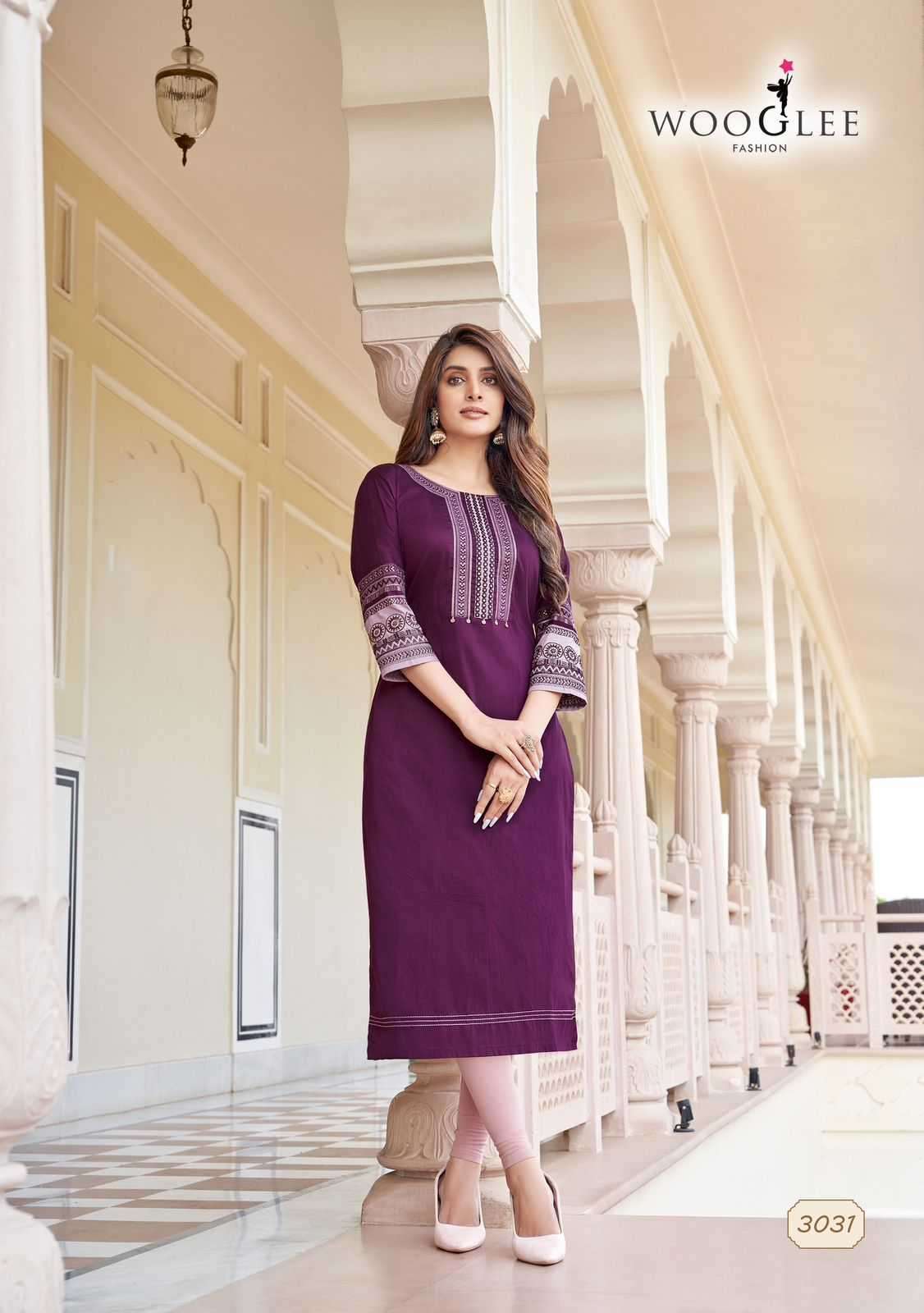 WOOGLEE PRESENTS SALONEE VOL-7 THREAD WORK READYMADE RAYON KURTI CATALOG WHOLESALER 