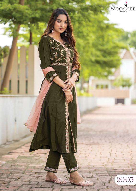 WOOGLEE PRESENTS SURKHI THREAD VICHITRA READYMADE KURTIS CATALOG WHOLESALER AND EXPORTER IN SURAT