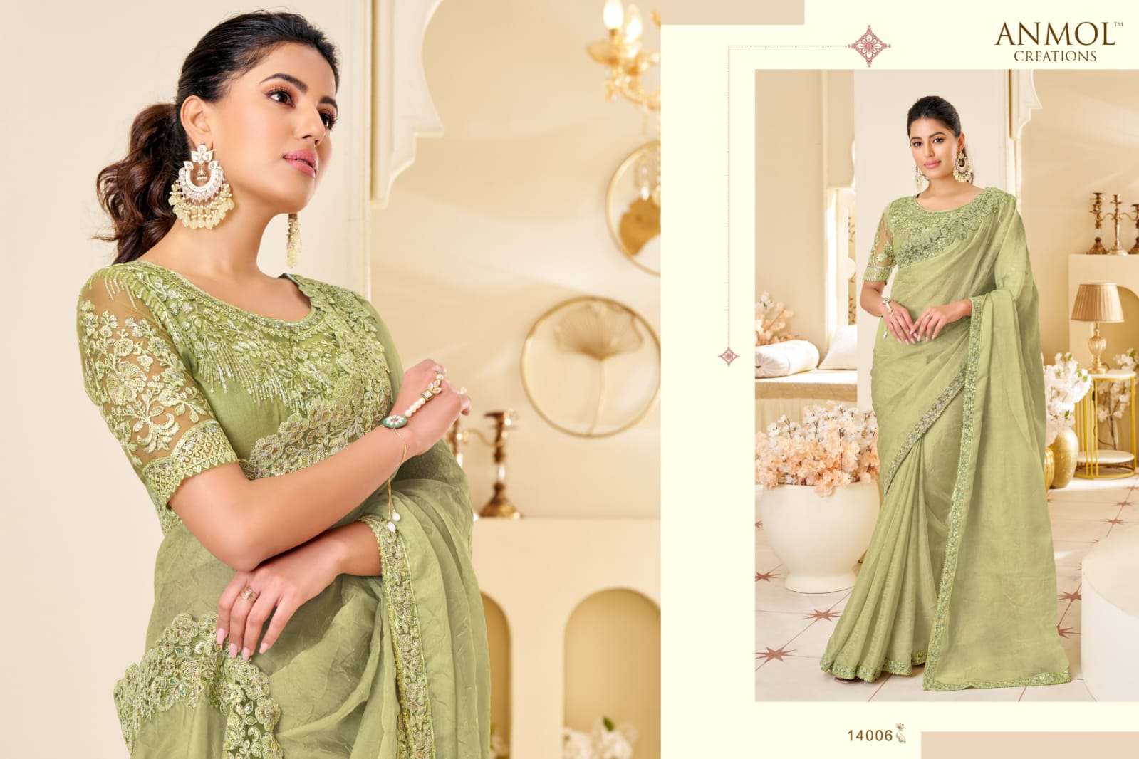 ANMOL PRESENTS ELEGANCE VOL-19 FANCY DESIGNER PARTY WEAR SAREES CATALOG WHOLESALER AND EXPORTER 