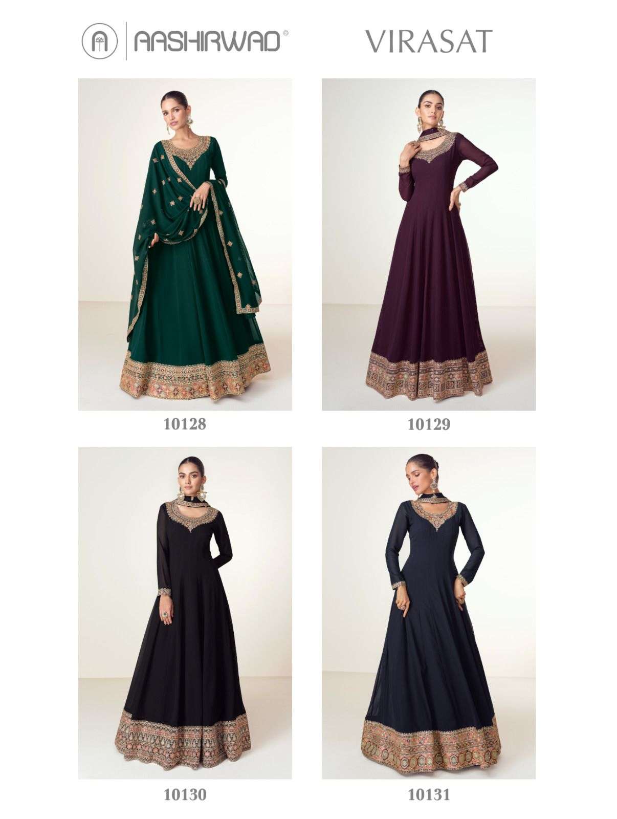ASHIRWAD PRESENTS VIRASAT EXCLUSIVE DESIGNER GOWN CATALOG COLLECTION WHOLESALER AND EXPORTER IN SURAT