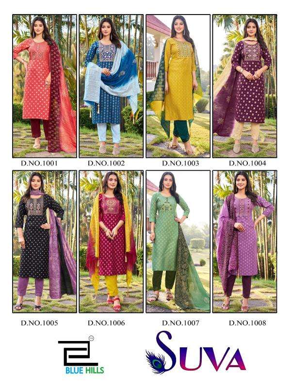 BLUE HILLS PRESENTS SUVA CHANDERI FOIL PRINTED READYMADE PLUS SIZE LADIES KURTIS CATALOG WHOLESALER AND EXPORTER 