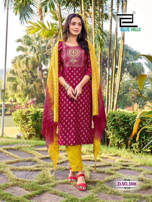 BLUE HILLS PRESENTS SUVA CHANDERI FOIL PRINTED READYMADE PLUS SIZE LADIES KURTIS CATALOG WHOLESALER AND EXPORTER 