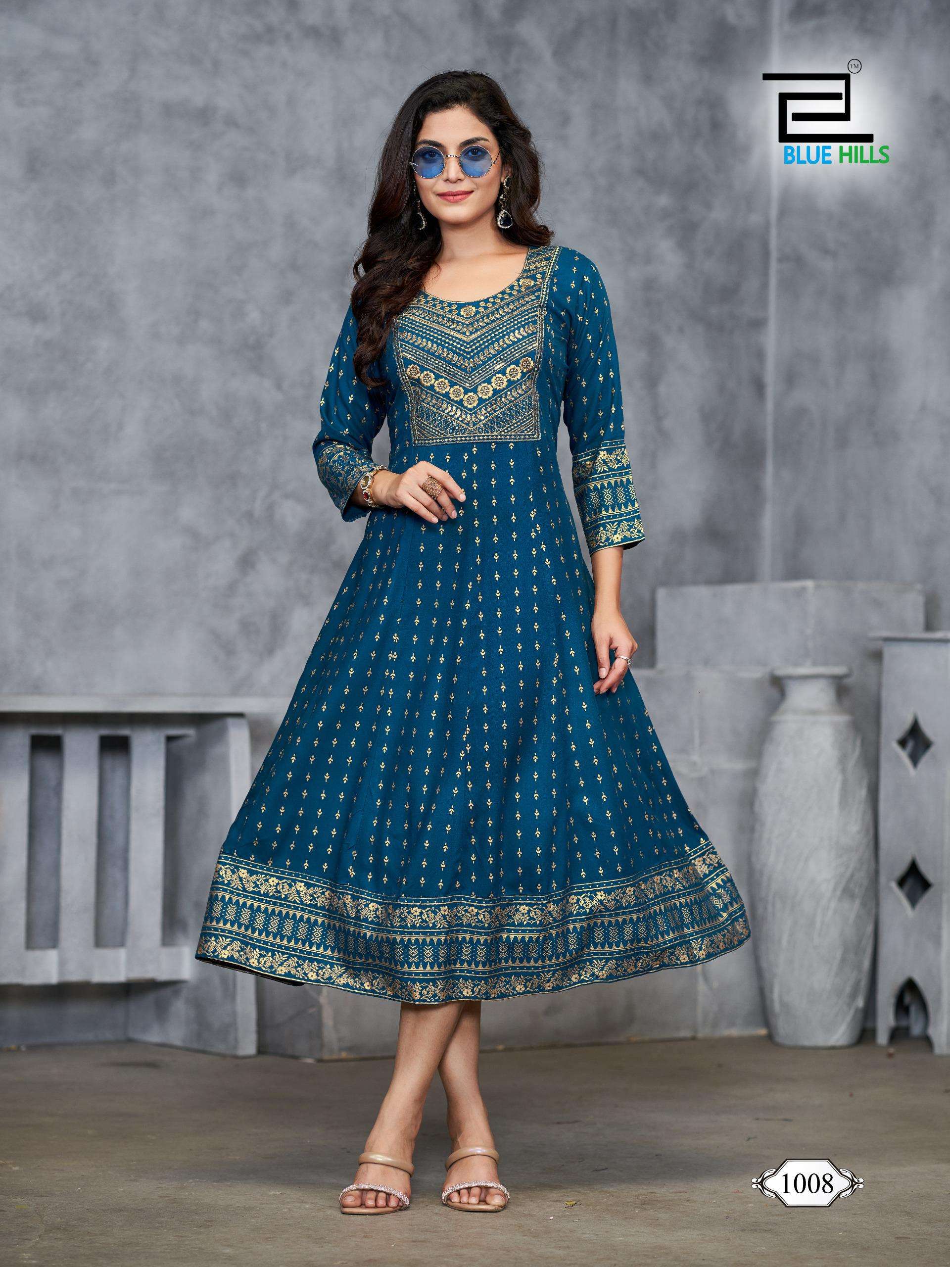 BLUE HILLS PRESENTS WOMANIYA PLUS VOL-1 RAYON PRINTED KURTI  CATALOG WHOLESALER AND EXPORTER IN SURAT