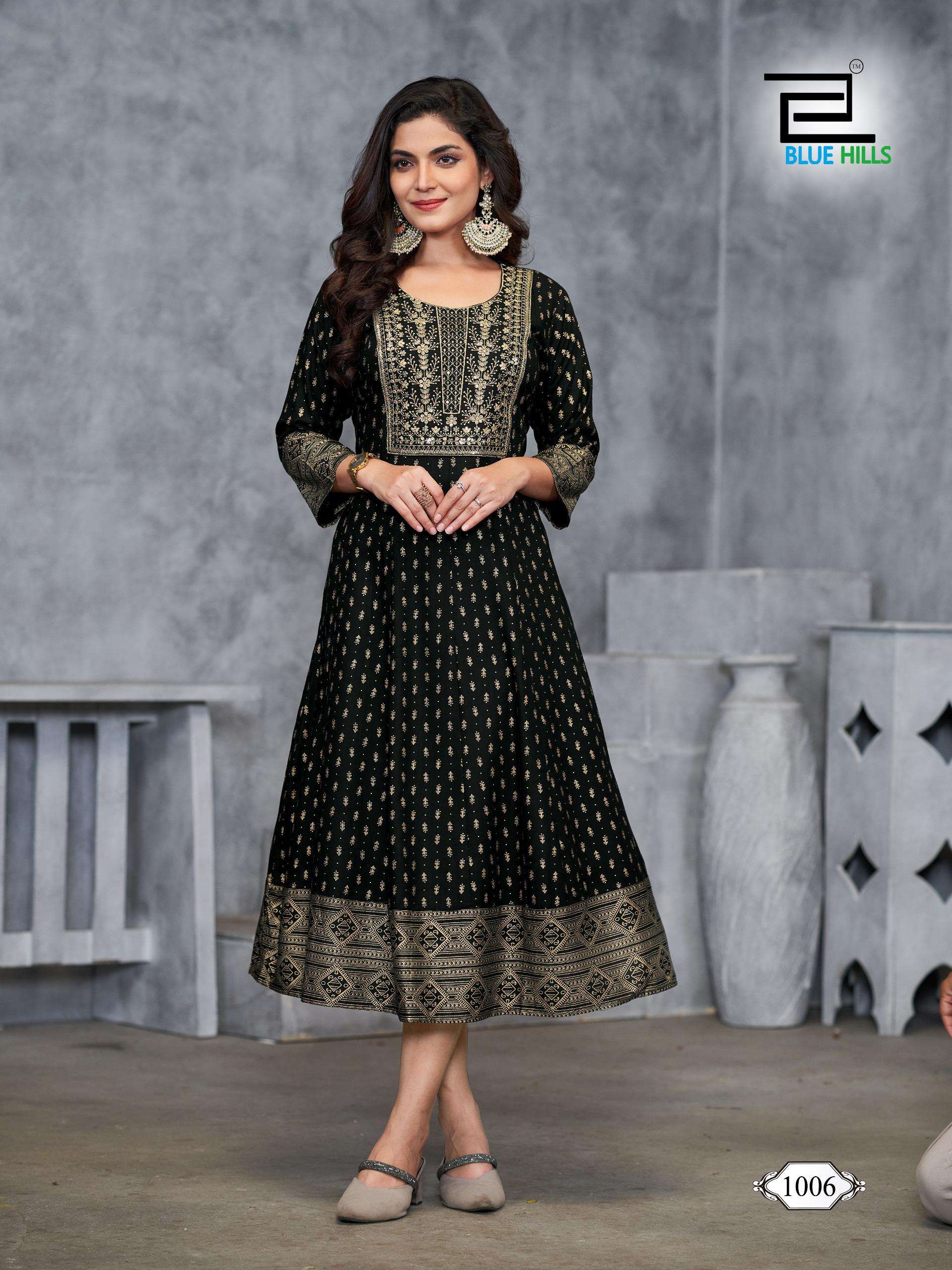 BLUE HILLS PRESENTS WOMANIYA PLUS VOL-1 RAYON PRINTED KURTI  CATALOG WHOLESALER AND EXPORTER IN SURAT