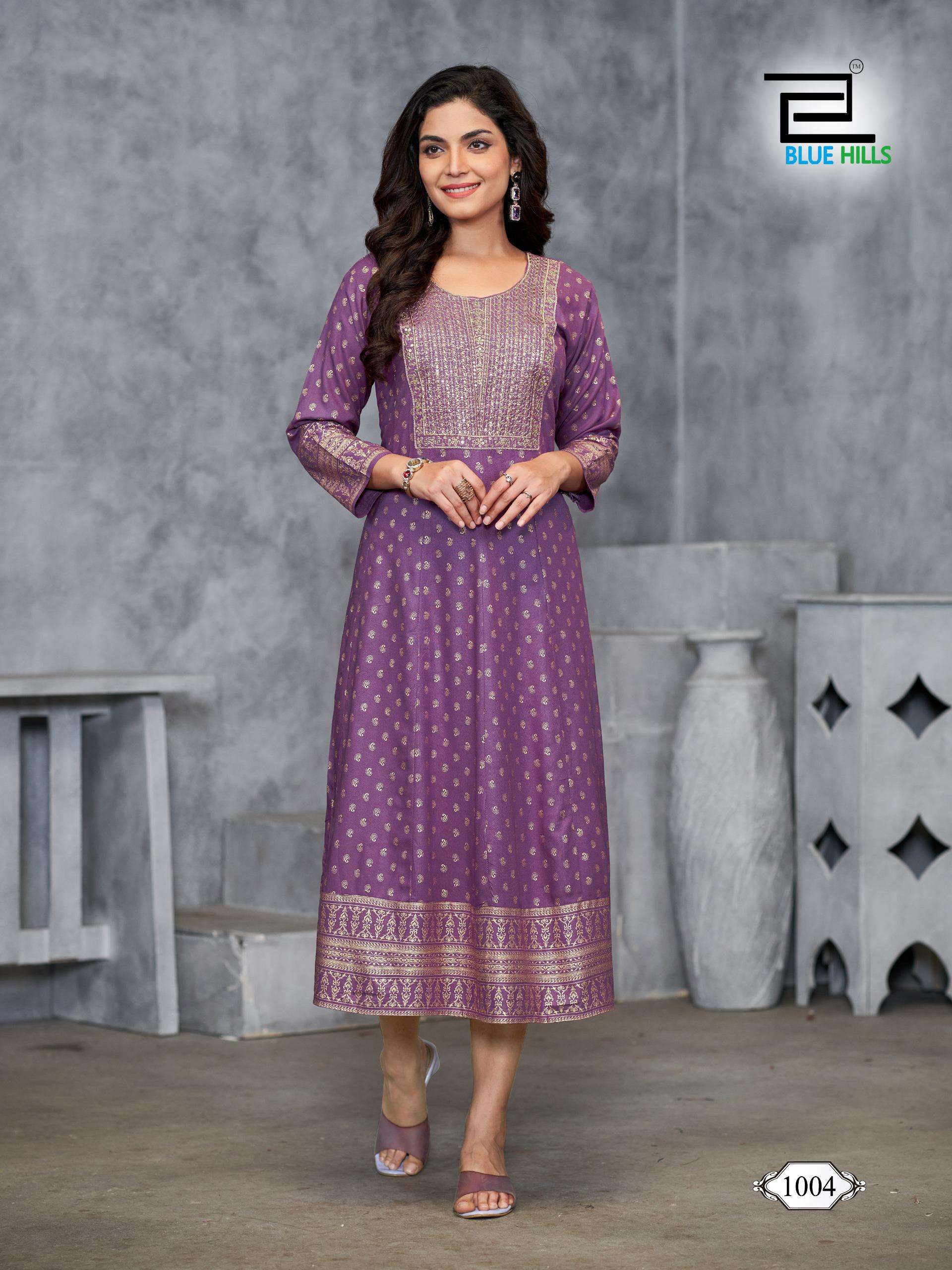 BLUE HILLS PRESENTS WOMANIYA PLUS VOL-1 RAYON PRINTED KURTI  CATALOG WHOLESALER AND EXPORTER IN SURAT