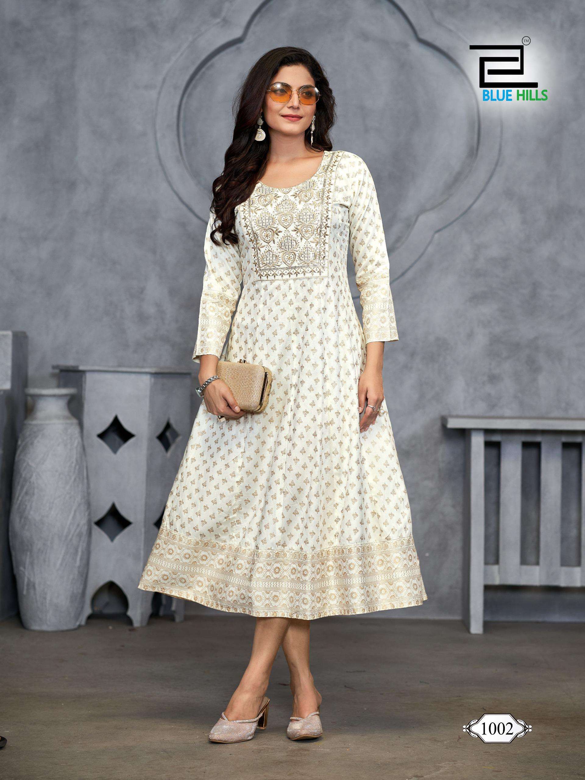 BLUE HILLS PRESENTS WOMANIYA PLUS VOL-1 RAYON PRINTED KURTI  CATALOG WHOLESALER AND EXPORTER IN SURAT