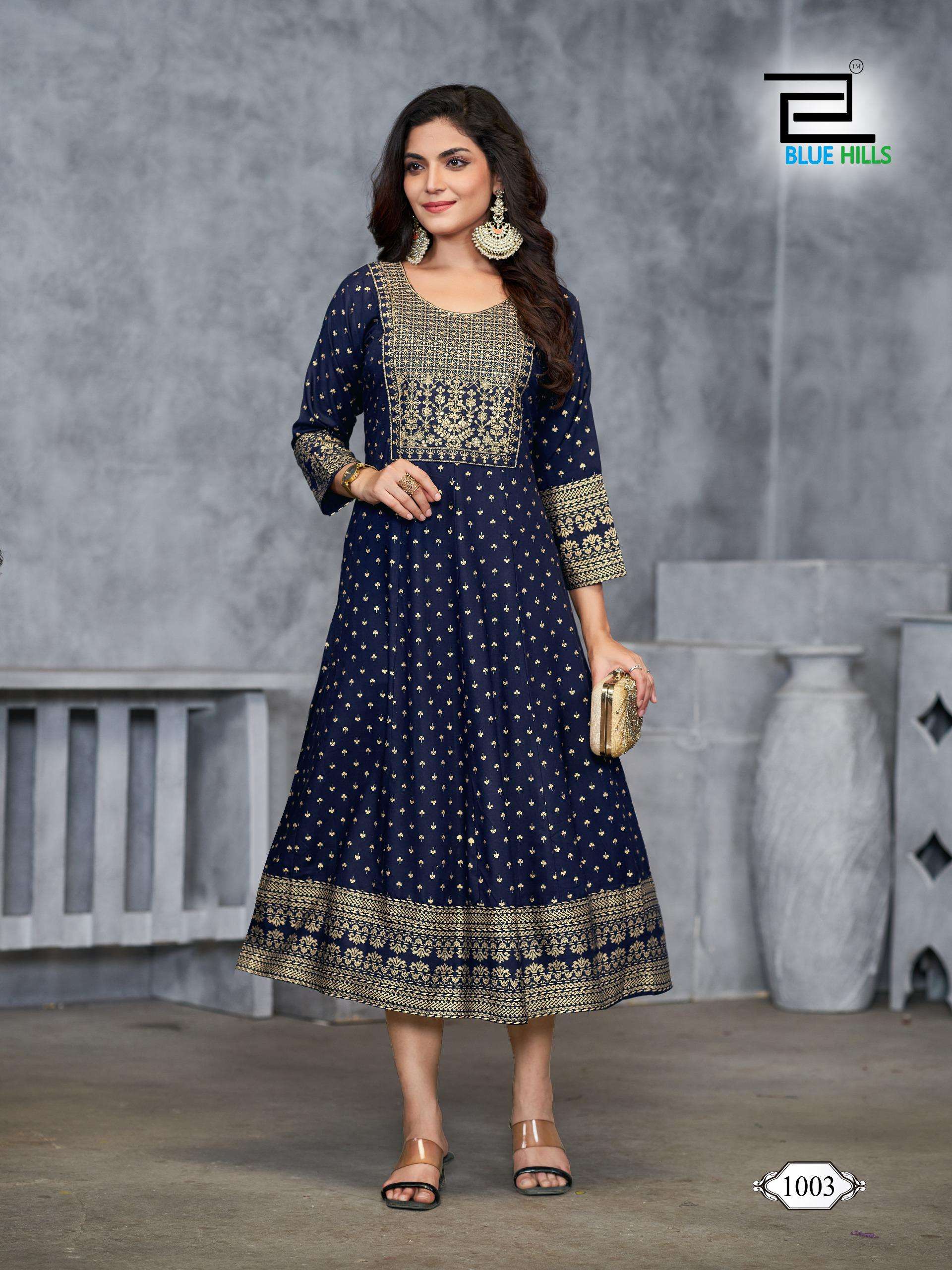 BLUE HILLS PRESENTS WOMANIYA PLUS VOL-1 RAYON PRINTED KURTI  CATALOG WHOLESALER AND EXPORTER IN SURAT