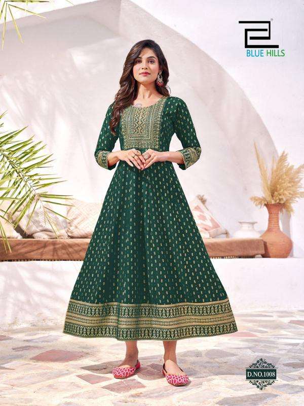 BLUE HILLS PRESENTS YASHIKA READYMADE BIG SIZE RAYON TRADITIONAL ANARKALI GOWN STYLE KURTIS CATALOG WHOLESALER AND EXPORTER 