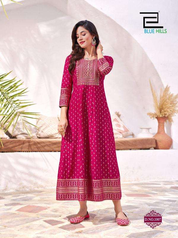 BLUE HILLS PRESENTS YASHIKA READYMADE BIG SIZE RAYON TRADITIONAL ANARKALI GOWN STYLE KURTIS CATALOG WHOLESALER AND EXPORTER 