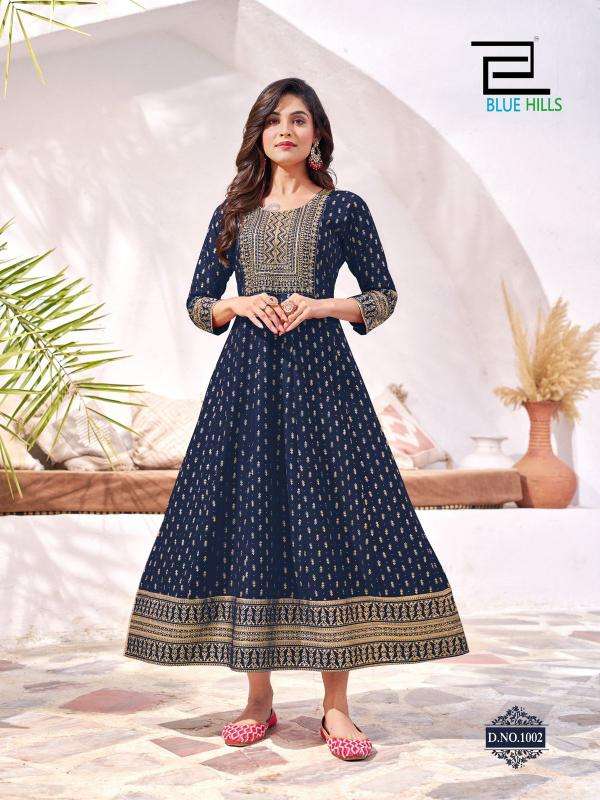 BLUE HILLS PRESENTS YASHIKA READYMADE BIG SIZE RAYON TRADITIONAL ANARKALI GOWN STYLE KURTIS CATALOG WHOLESALER AND EXPORTER 