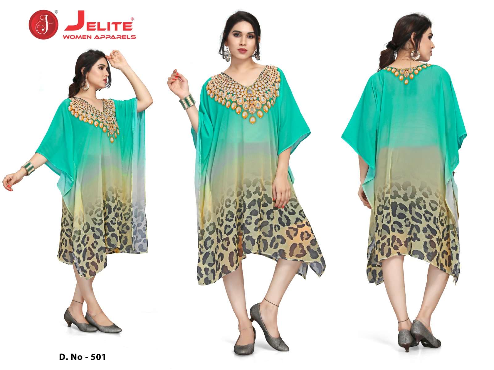 JISHA KAFTAN BY JELITE PRESENTS BEACHWEAR KAFTAN VOL-1 FANCY KAFTAN CATALOG WHOLESALER AND EXPORTER 